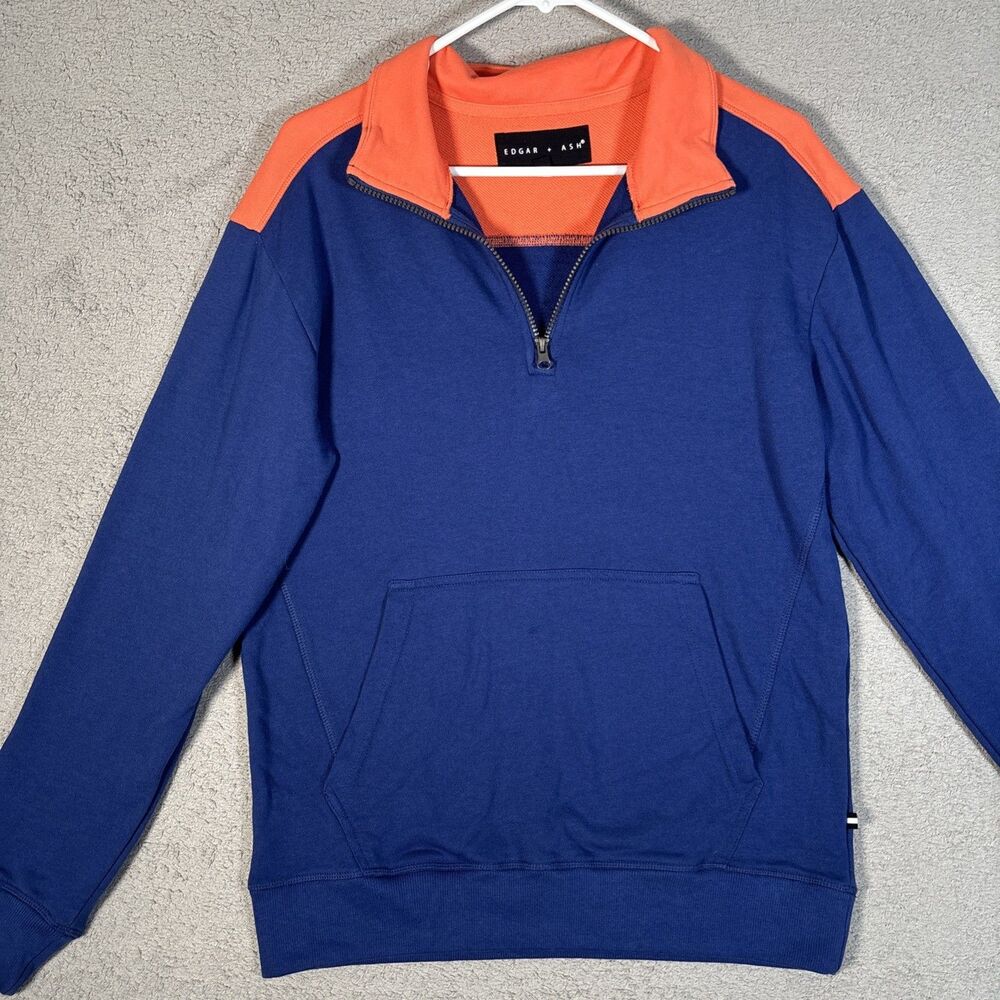 Edgar + Ash Two Tone Color Block Quarter Zip Anorak Men’s Size M Blue &‎ Coral
